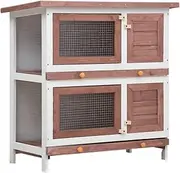 Generic Outdoor Rabbit Hutch 4 Doors Brown Wood