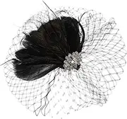 [Healvian] Bridal Fascinator Hair Clip Elegant Mesh Head with Decor for Weddings and Banquets Lightweight Women Hair Accessory for Evening Dress and Formal Attire