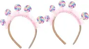 MINAOLULUS 2pcs Candy Headband for Girls Cute Lollipop Headband Lollipop Candy Hair Accessories Sweet Hairband for Kids Toddler Girl Birthday Party Events