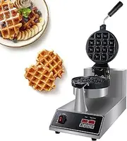 Belgian Waffle Maker, 1100W Commercial Intelligent Round Waffle Maker Rotating 180° Nonstick Flip Waffle Iron Machine Professional Commercial Waffle Maker for Restaurant