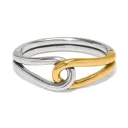NEW Brighton Interlok Curve Two Tone Hinge Bangle Bracelet Jewelry JF0256