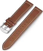 [Timex] 20mm Genuine Leather Strap – Dark Brown with Silver-Tone Buckle
