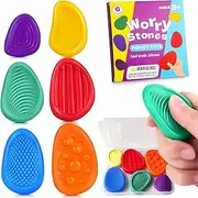 Fidget Toys Sensory Stone for Kids - 6 Pack Textured Soft Worry Stone for Autism Toddler Girls Boys Adults Calming, Fidget Stress Toys for Students Anxiety Relief - Small Prizes Fidget Spinner