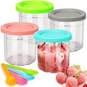 Pack of 4 for Ninja Creami Deluxe Pints, Creami Container for Ninja Creami Ice Cream Maker - Tubs Accessories for NC301 NC300 NC299AMZ Series, BPA-Free, Sealing, Ice Cream Cup, Dishwasher Safe (500