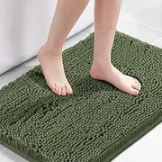 Smarcute Chenille Bath Mat for Bathroom Luxury Thick Bathroom Mat Non Slip Extra Soft and Absorbent Microfiber Shaggy Rugs Quick Dry Bath Mat Washable (1 Piece - 50cm x 81cm), Loden