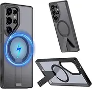 [ELEPIK] for Galaxy S25 Ultra Case with Kickstand [Compatible with MagSafe] [2 Stand Modes] [Military Grade Drop Protection] Slim Protective Shockproof Samsung Galaxy S25 Ultra Phone Cover, Black.