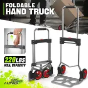 16.5"Lx 11"W 220Lbs Red Foldable Steel Hand Truck Luggage Cart Trolley Transport