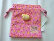 Sanrio Hello Kitty Drawstring Bag Pink Crepe Mascot QQ