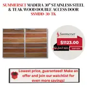 Summerset Madera Double Access Door 30-inch BBQ Stainless Steel & Teak Wood