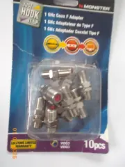 Package of 9 New Monster Brand 1 GHz Coax F Adapters