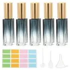 5 Pcs 10ml Travel Perfume Bottle with 3 Pcs Refill Tool, Labels, Light Blue/Gold