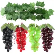 4 Bunches Fake Grapes with 3 Strands Artificial Grape Vines Hanging Plant Lea...