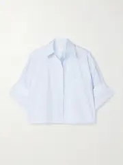 [TWP] TWP - Next Ex Cropped Cotton-poplin Shirt - Light blue - XXS XXS Blue