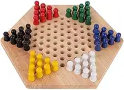 Wooden Chinese Checkers Set for Kids, Educational Family Strategy Game with Safe Non Toxic Materials, Strategy Family Game Pieces