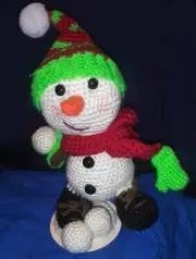 EXCLUSIVE hand made amigurumi toy cool snow boy Throwing A Snowball 8”