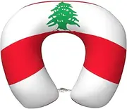 GaxfjRu Flag of Lebanon print Airplane Travel Pillow, Neck Support Pillow,Premium Head Support,Removable Cover