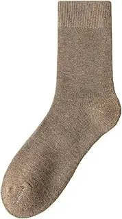 CLENEA 5 Pairs Thick Winter Socks Men Warm Middle Tube Dress Socks Thermal Socks Anti-Slip(Brown)