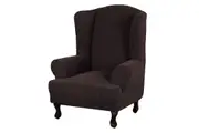 Living Room Stretch Wingback Chair Cover Spandex Fabric Wingback Armchair Covers-Coffee