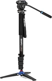 [Benro] A38FD Classic Aluminum Monopod, Flip Lock, S2PRO Head, 3 Leg Base