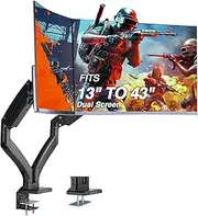 AVLT Dual Monitor Arms, Fits 17”-43” Ultrawide Screens, Heavy Duty Supports Up to 20kg, USB 3.0 & AUX Ports, Adjustable Height, Full Motion Swivel Tilt Rotation, Cable Management - Black