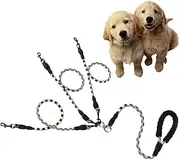 Three Dog Leash With Reflective, 360 Swivel No Tangle Dual/Three Training for Large Medium Small Dogs (Brown, Three Leashes)