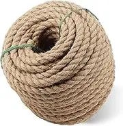 SOUJAP 100 Feet 1/2 Inch Hemp Rope, 12mm Twisted Strong Jute Rope, Natural Manila Rope All Purpose Cord for Crafting, Gardening, Hammock, Decorating, DIY Projects