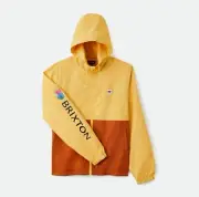 BRIXTON Men's CLAXTON Windbreaker Jacket - WellerYellow/Caramel - Large - NWT