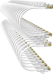 Cat6a Patch Cables 0.5ft (48 Pack) Slim, Cat6 Ethernet Patch Cable Pure Copper, Flexible Cat 6 Patch Cable 550MHZ 10G, Space-Saving Cat 6A Network Cables for Patch Panel White