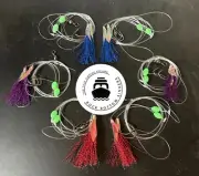 6 Snapper Flasher Rigs - Circle Hook 4/0 5/0 6/0 - 2x Red - 2x Blue - 2x Purple
