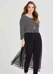 ts Taking Shape Dress Size 18 Stripe Centre Stage Mesh style NWT