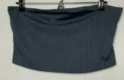 New TopShop Gray Ribbed Strapless Bralette Crop Top Stretchy Size UK L US 12