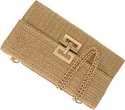 [SAFIGLE] Stylish Versatile Clutch Bag Lady Phone Bag Imitation Straw Clutch Purse for Party Wedding Formal Events