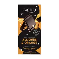在飛比找momo購物網優惠-即期品【Cachet】凱薩杏仁柳橙夾心醇黑巧克力(100g 