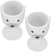 ERINGOGO Breakfast Egg Cups Set of 2 European Design Ceramic Egg Holders Stand Cups for Soft Boiled