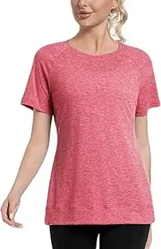 [Absttith] Women's Workout Shirts Short Sleeve Sports Tee Crew Neck Running Yoga Quick Dry Top