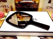 New Chanel Large Handheld Makeup Mirror - Black