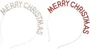 [NOLITOY] 2pcs Christmas Hairband Xmas Style Headpieces Hair Hoops Red Gold Party Props