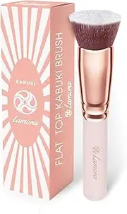 (Rose Kabuki Single) - Foundation Makeup Brush Flat Top Kabuki for Face - Perfect For Blending Liquid, Cream or Flawless Powder Cosmetics - Buffing, Stippling, Concealer - Premium Quality Synthetic Dense Bristles