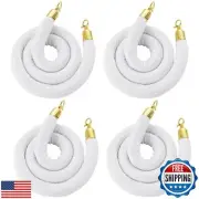 FVIEXE 4 Pack 5 Feet White Velvet Stanchion Rope, Crowd Control Ropes with Go