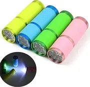 Yeanifeana 4 Pack Mini Flashlights 9LED Waterproof, Rubber Coated Glow in Dark Flashlight, Portable Fluorescent Torch for Camping Hiking Emergency, Indoor Outdoor Survival Gear