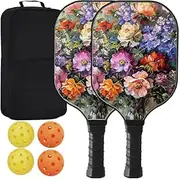 Zariocy Fiberglass/Graphite Pickleball Paddles - Lightweight Pickleball Racket Set with 4 pickleballs, Carrying Bag, Perfect for Pickleball Gifts for Women, Men, Adults, Beginners, and Pros F-1006