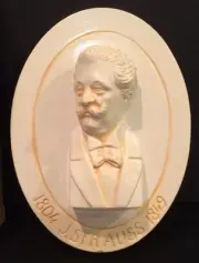 NIB Vintage Herco Composer Plaque J Strauss 1804-1849 Color Ivory #17 Orig. Box