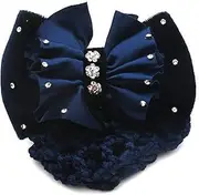 Women Hair Bun Cover Net Elegant And Versatile Easy To Lightweight And Portable Cloth Snood Net Barrette Mesh Clip, Blue