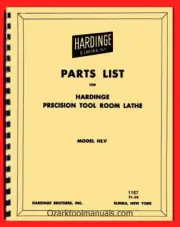 HARDINGE HLV-BK High Speed Tool Room Lathe Parts Manual 1187
