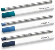 LifeStraw Sip 3-Pack, Reusable Stainless Steel Water Filter Drinking Straw with 3 Carry Cases, Removes Microplastics, Bacteria and Parasites for Travel and Everyday Use