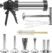 Fxvhojq Sausage Stuffer Manual Sausage Stuffer Sausage Maker Kit 304 Stainless Steel Sausage Stuffer Machine with 5 Nozzles 5 Brushes and Meat Pusher for Kichen Home