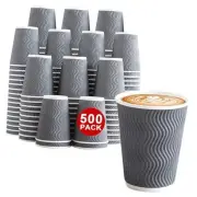 500 Count 12 oz Insulated Coffee Cups Bulk, Disposable Paper Cups No Lids