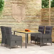 5 Piece Garden Dining Set Poly Rattan Grey Outdoor Furniture Patio Table C 58503