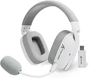 MAMBASNAKE×Attack Shark L80PRO Gaming Headset, Lightweight Over-Ear Gaming Headphones,Wired/BT/2.4G Wireless,Dual Microphone Stereo Surround Sound Low Latency for PC/Smartphone/Laptop/Tablet-White