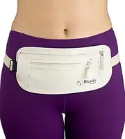 Money Belt - RFID Blocking Money Belt | Safe Waist Bag, Secure Belt for Men and Women by Boxiki Travel. Fits Passport, Wallet, Phone and Personal Items. Running Belt, Fanny and Waist Pack (Beige)